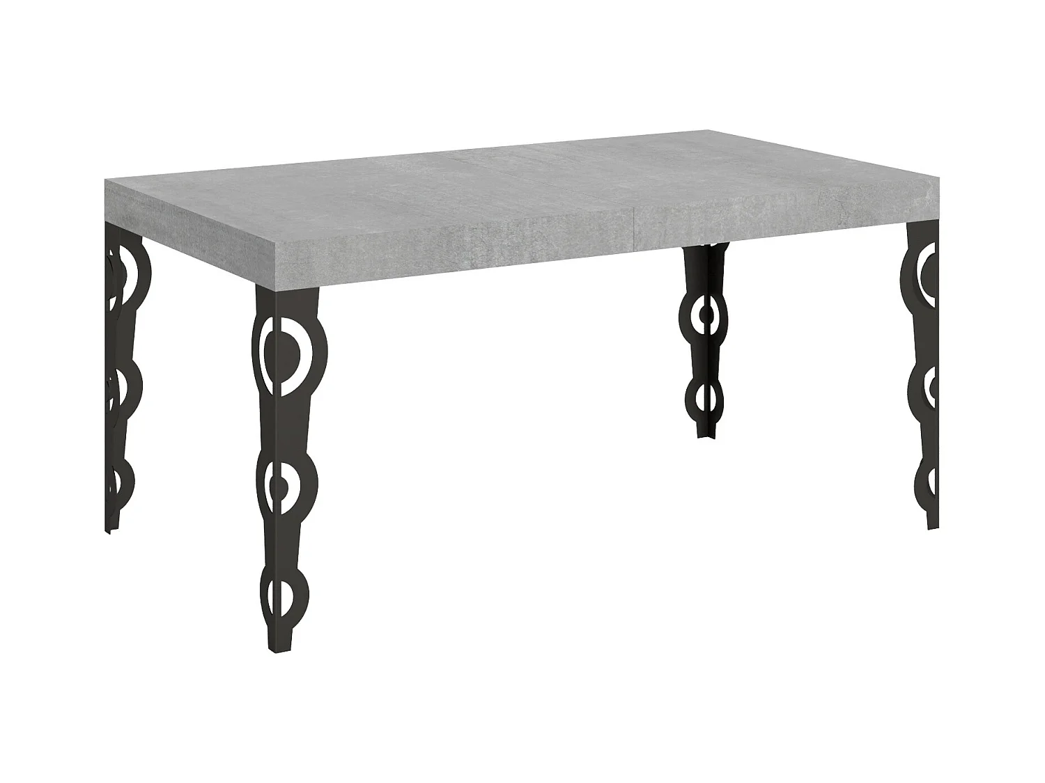 Table extensible 90x160/420 cm Karamay Gris Béton cadre Anthracite