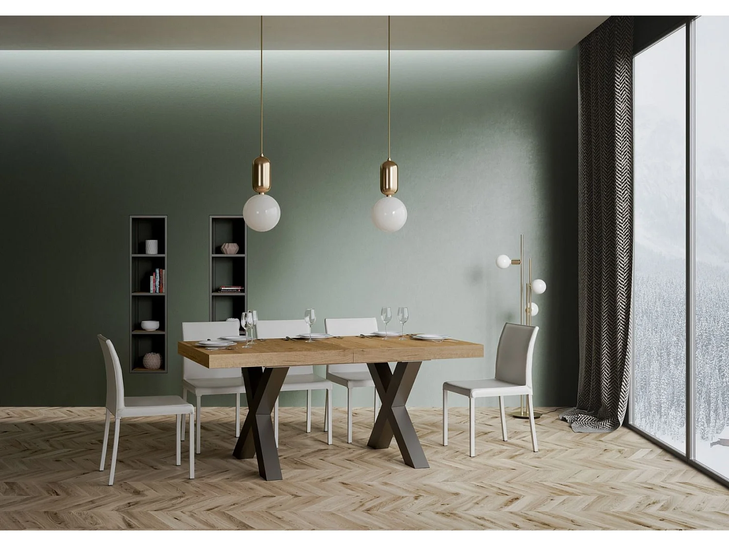 Table extensible 90x180/440 cm Traffic Chêne Nature cadre Anthracite