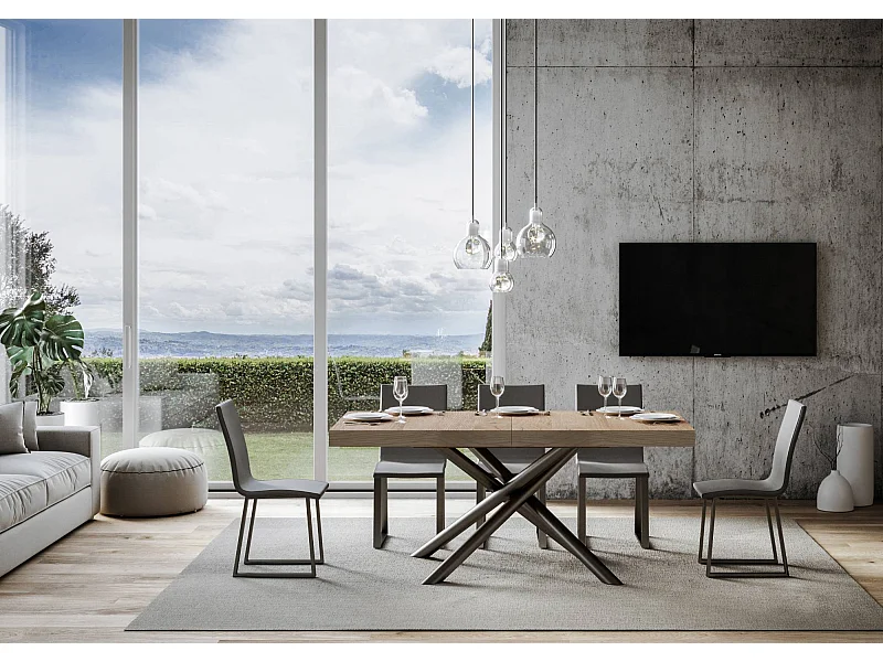 Table extensible 90x180/284 cm Famas Chêne Nature cadre Anthracite