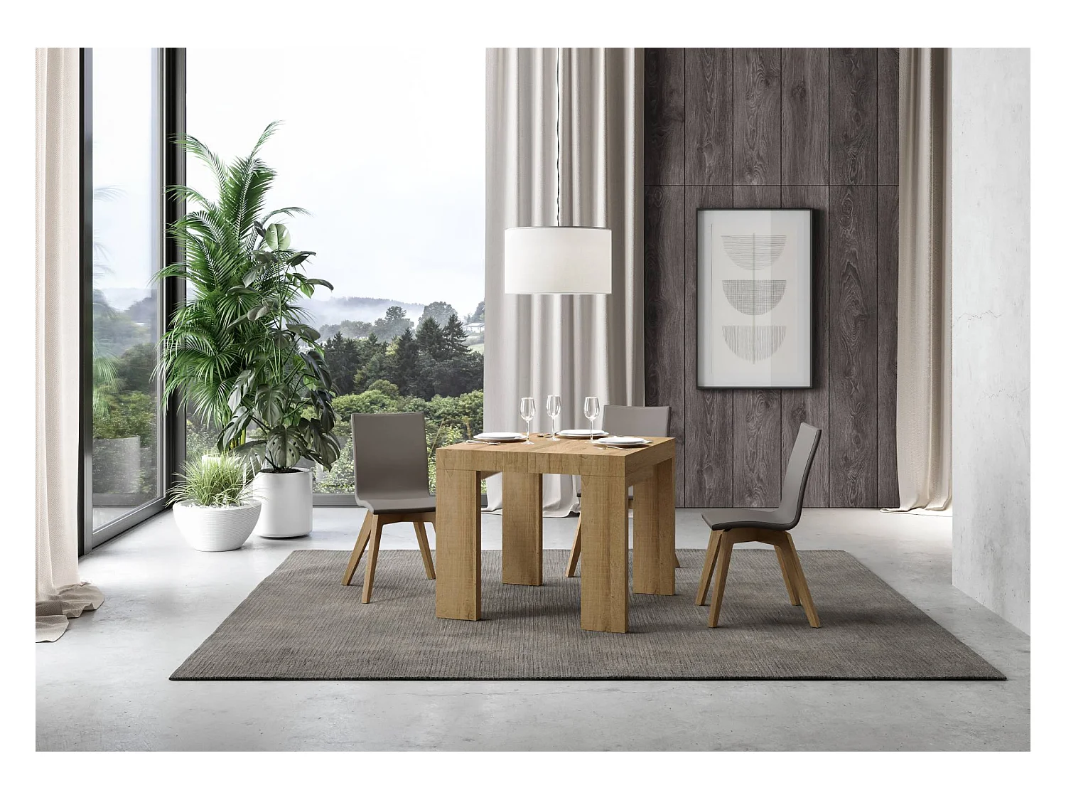 Mesa extensible 90x90/246 cm Roxell Roble Nature