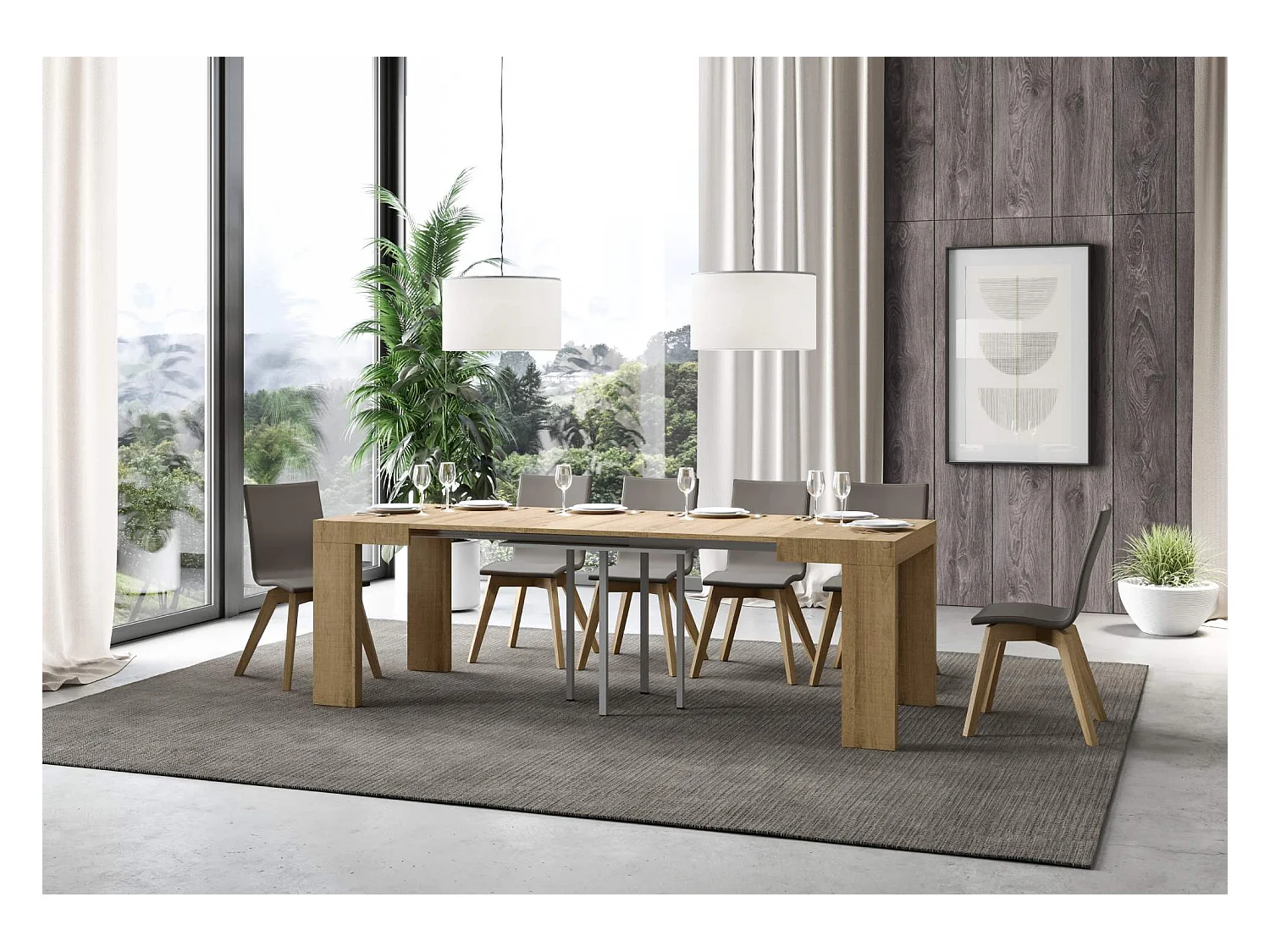 Mesa extensible 90x90/246 cm Roxell Roble Nature