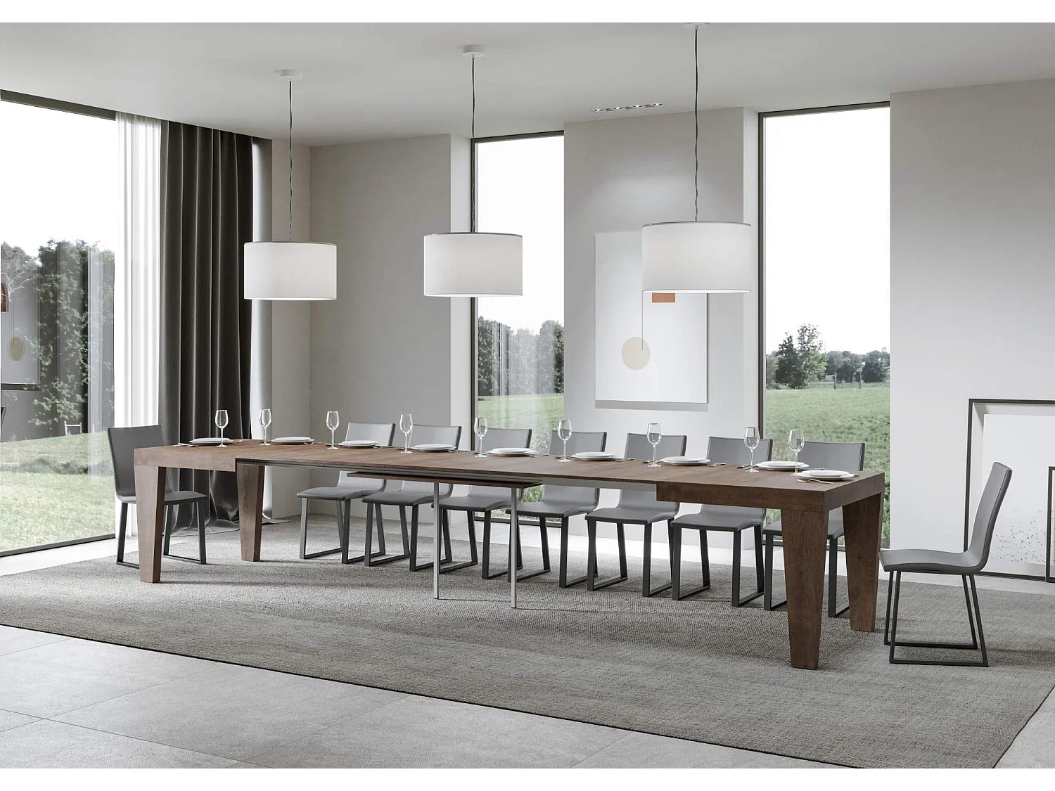 Table extensible 180/440x90 cm Spimbo noyer