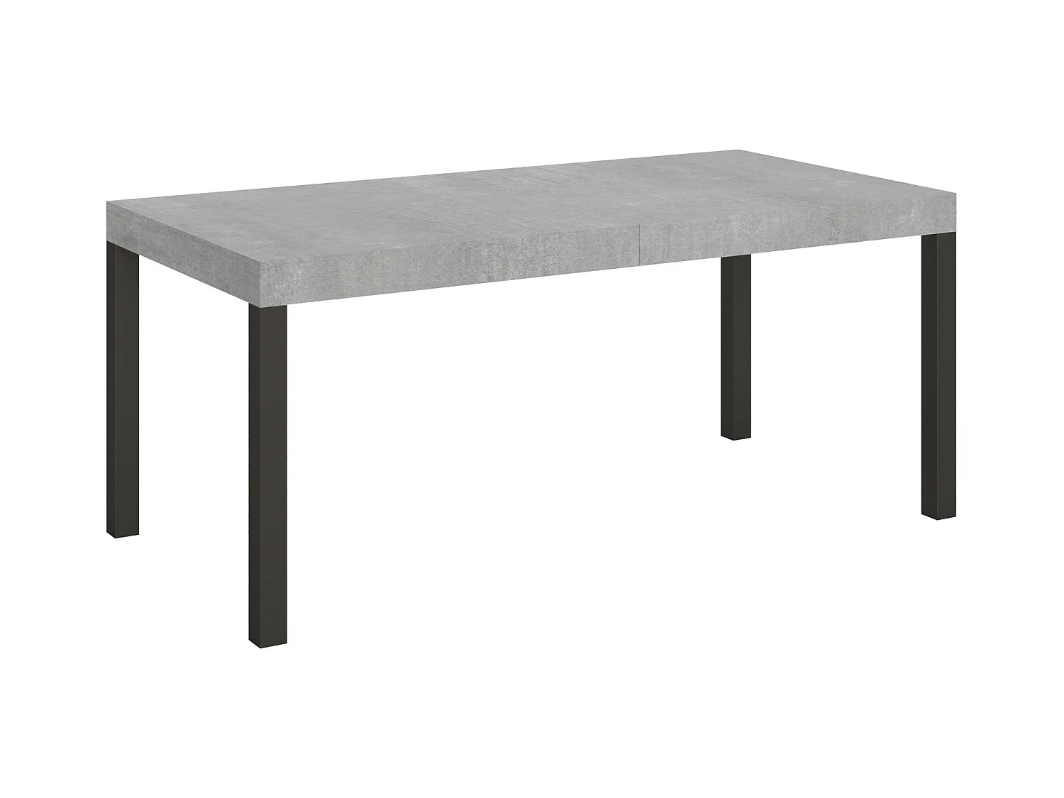 Mesa de comedor extensible Karry-Color Gris cemento-Soporte 2 pies-Ancho extensible