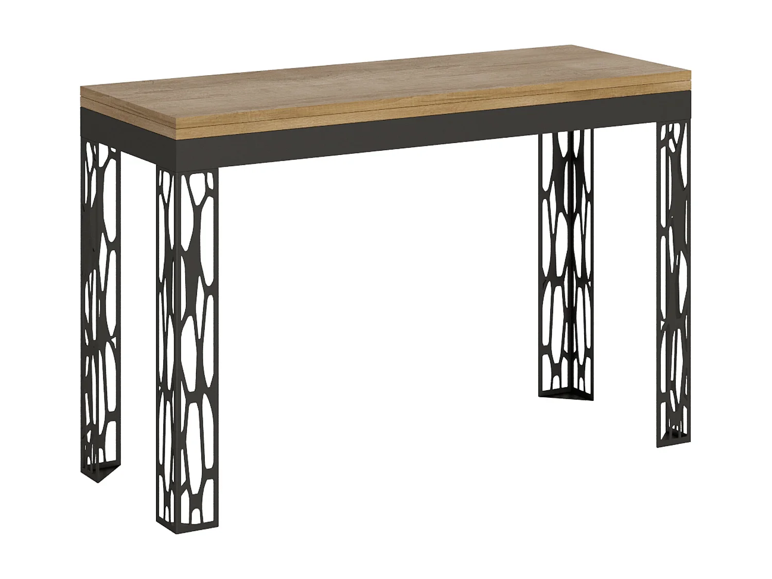 Table extensible portefeuille 120/200x45/90 cm Ghibli Double Chêne Nature cadre Anthracite