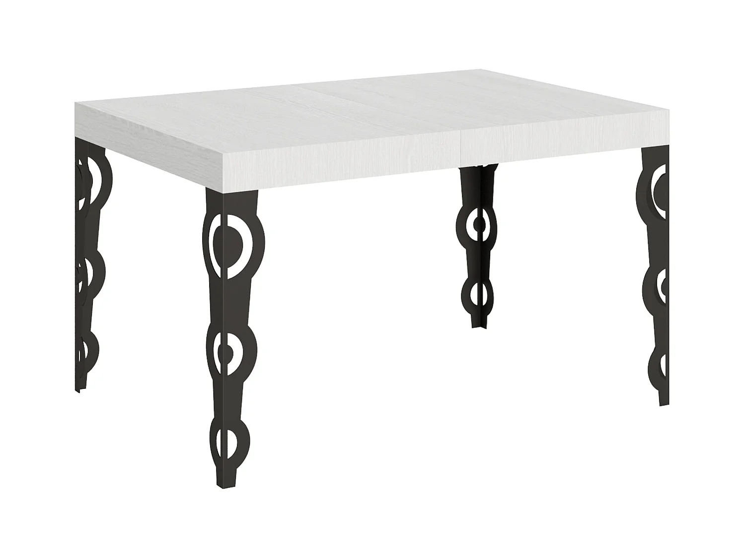 Table extensible 90x130/234 cm Karamay Frêne Blanc cadre Anthracite