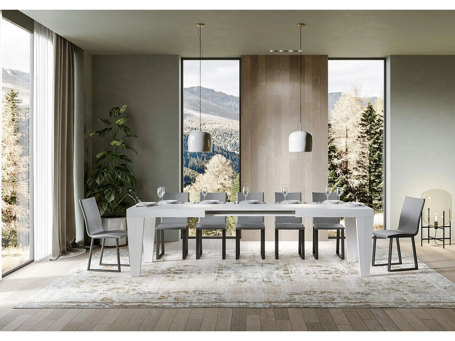 Uitschuifbare tafel 180/440x90 cm Spimbo eiken wit