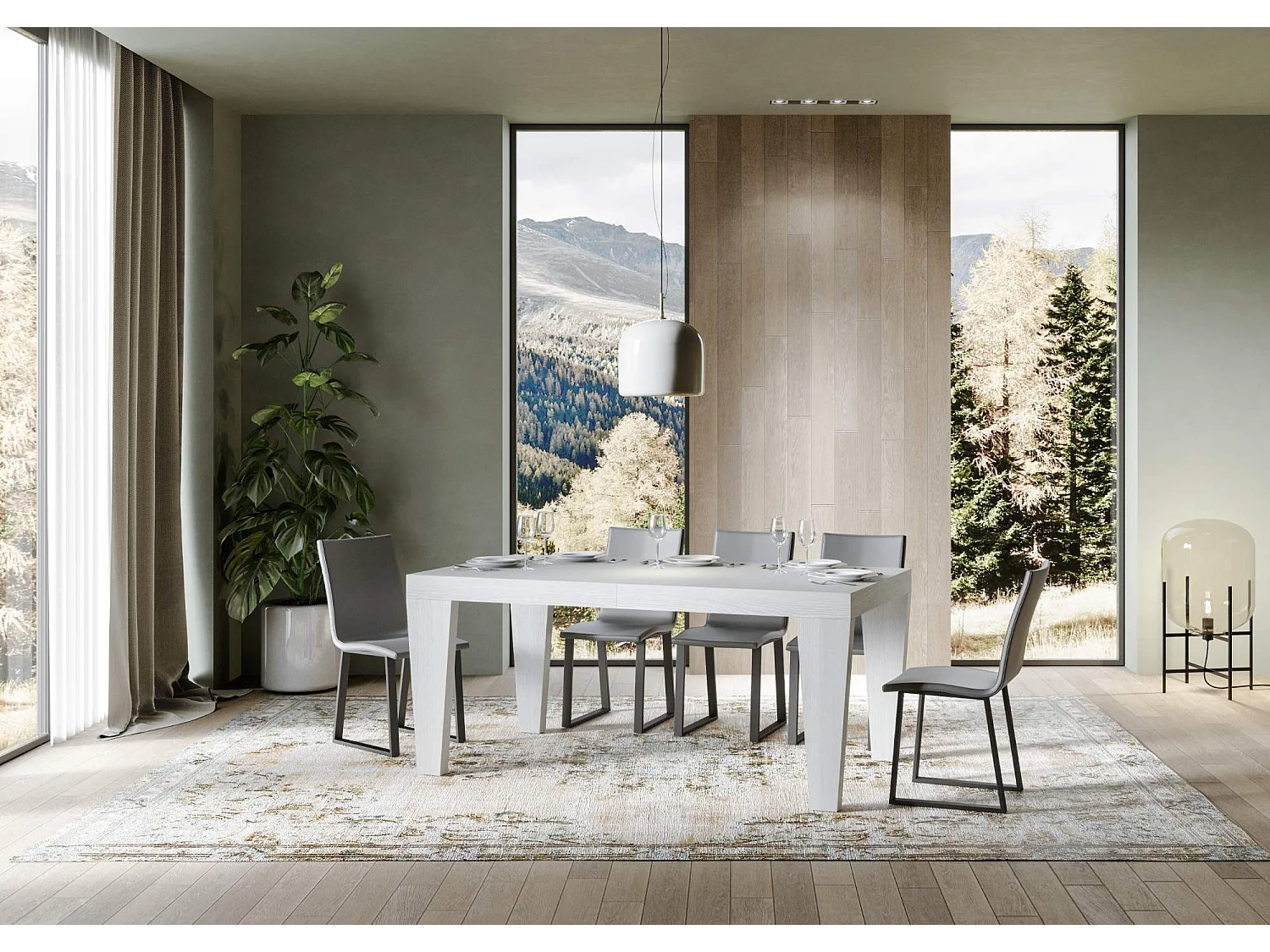 Uitschuifbare tafel 180/440x90 cm Spimbo eiken wit