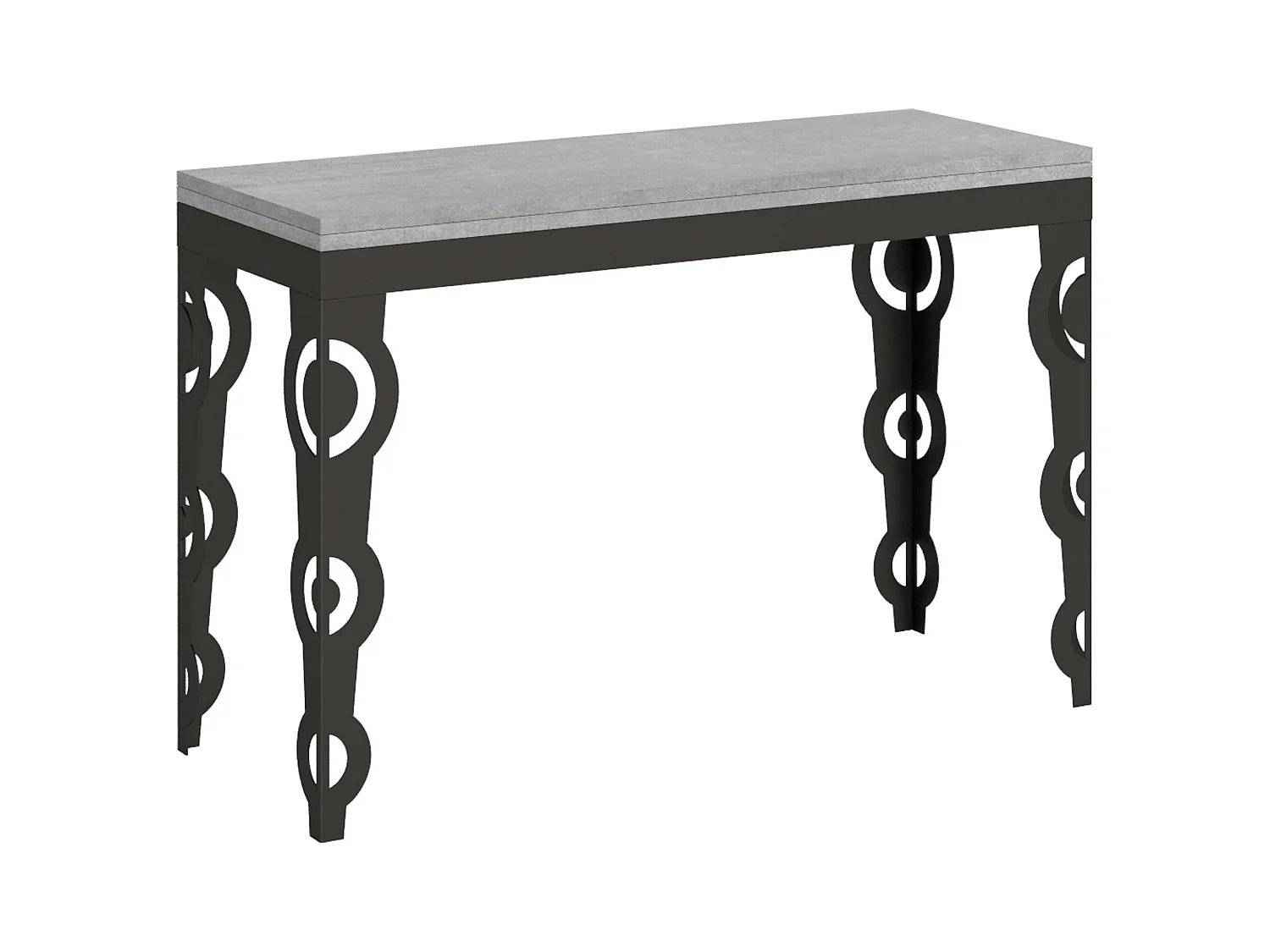 Table extensible portefeuille 120x45/90 cm Karamay Double Gris Béton cadre Anthracite