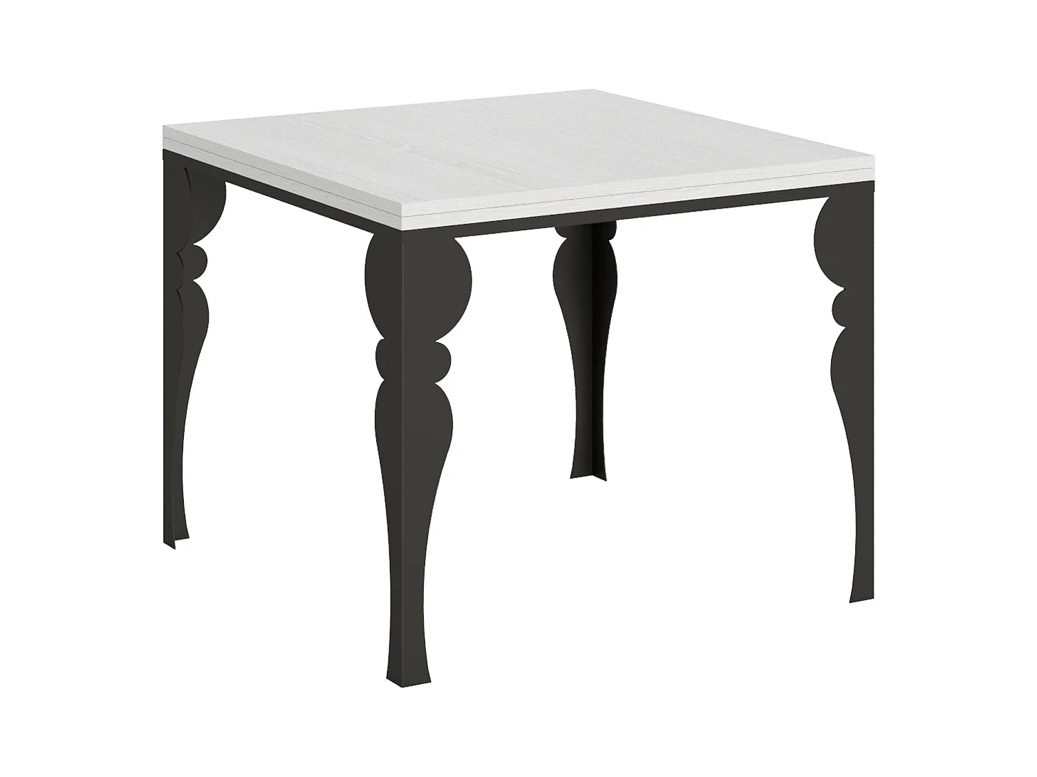 Table extensible portefeuille 90x90/180 cm Paxon Libra Frêne Blanc cadre Anthracite