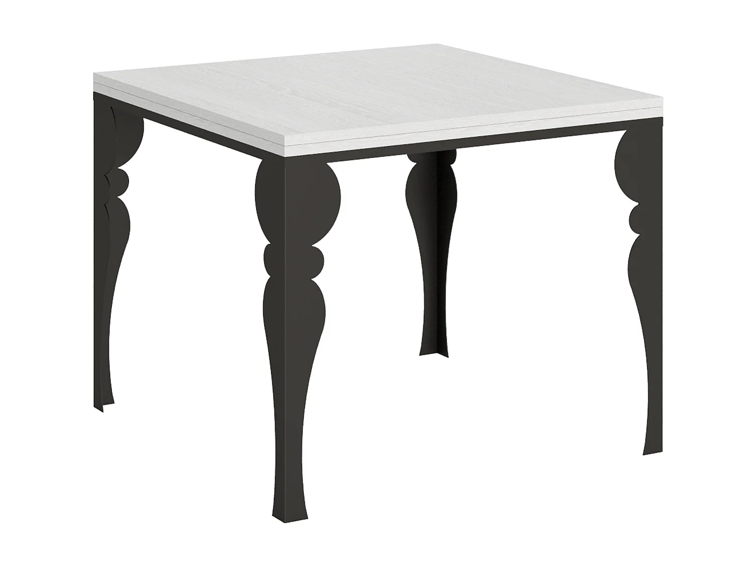 Ausziehtisch 90x90/180 cm Paxon Libra Esche weiß mit Eisenrahmen aus Anthrazit
