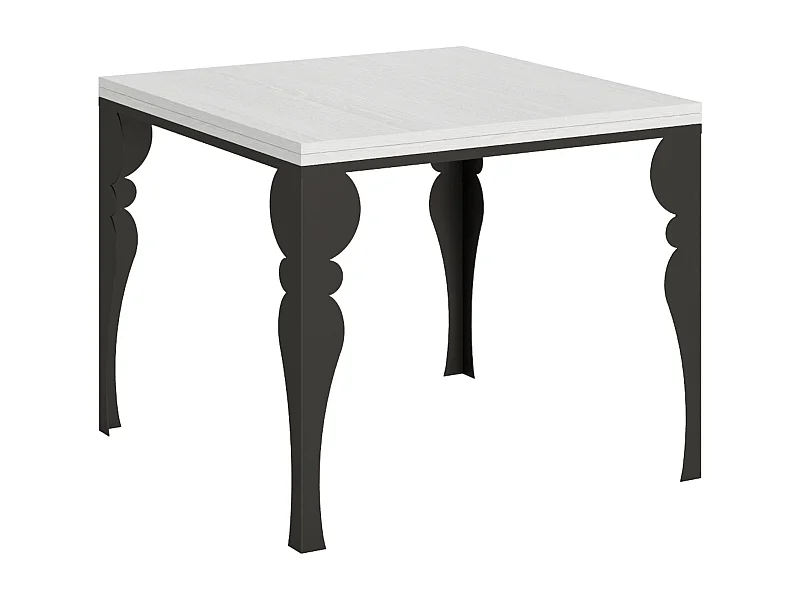 Uitklapbare tafel 90x90/180 cm Paxon Libra eiken wit frame antraciet