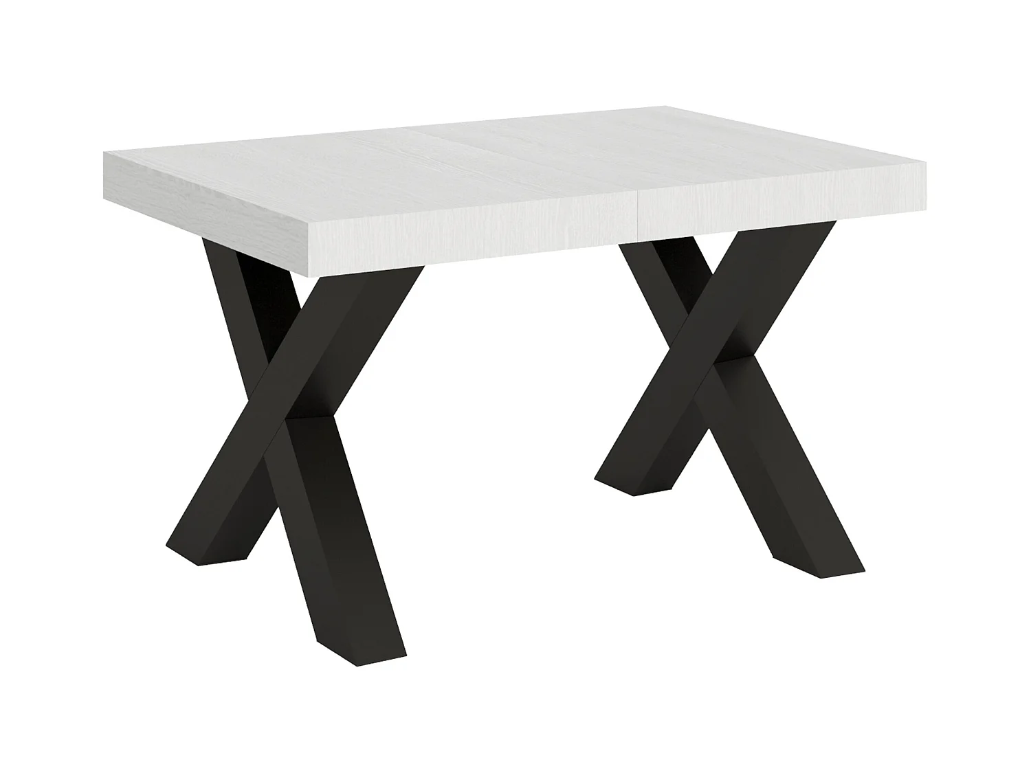 Ausziehtisch 90x130/234 cm Traffic Esche weiß mit Eisenrahmen aus Anthrazit