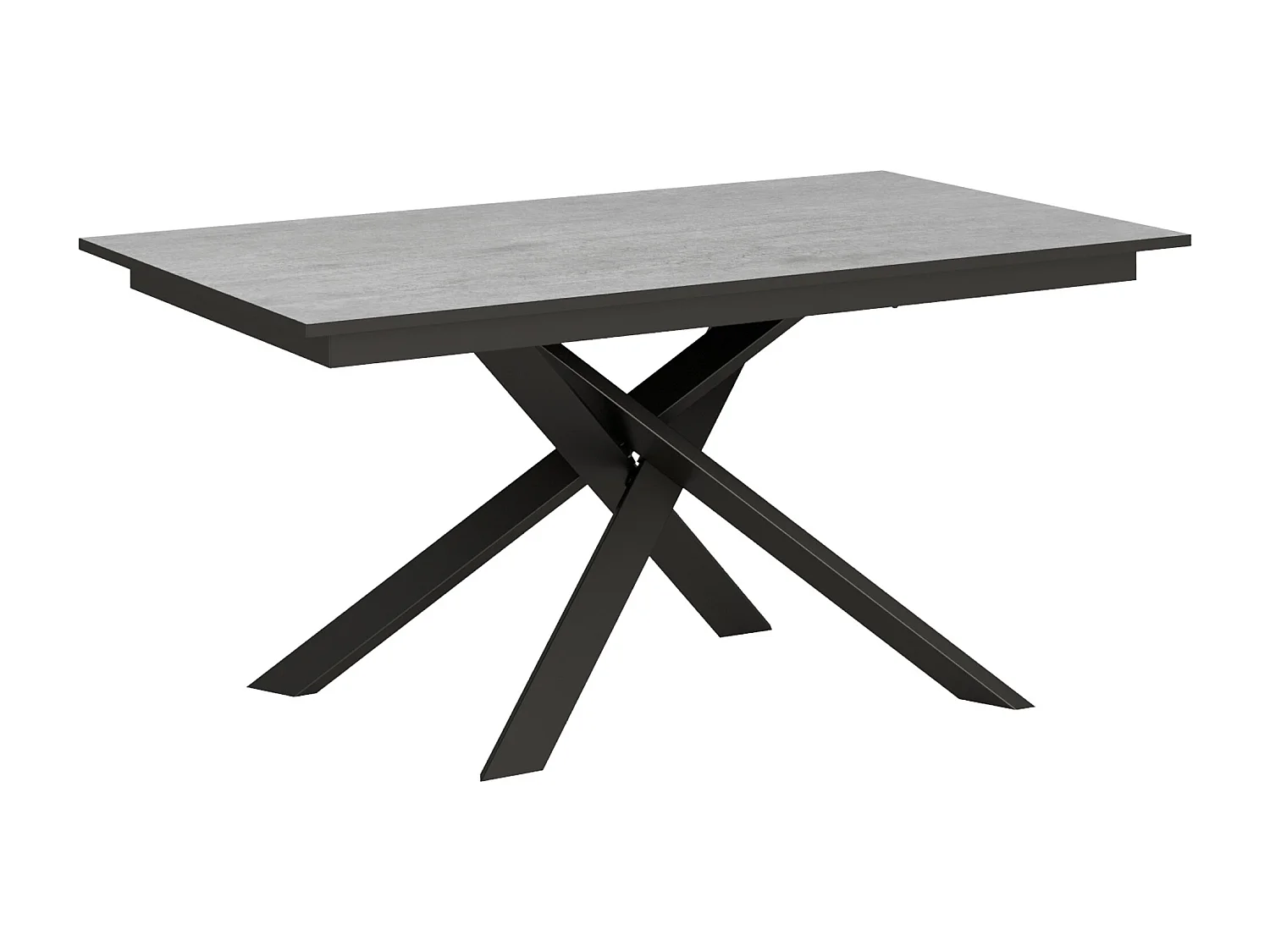 Table extensible 90x160/220 cm Ganty Gris Béton bande de chante Anthracite cadre Anthracite