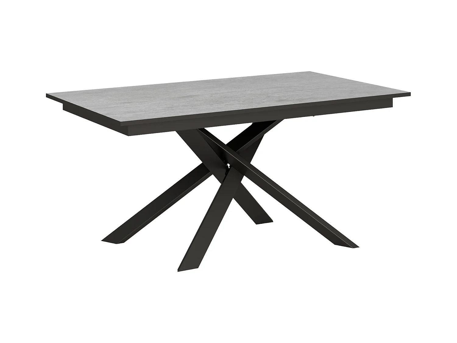 Table extensible 90x160/220 cm Ganty Gris Béton bande de chante Anthracite cadre Anthracite