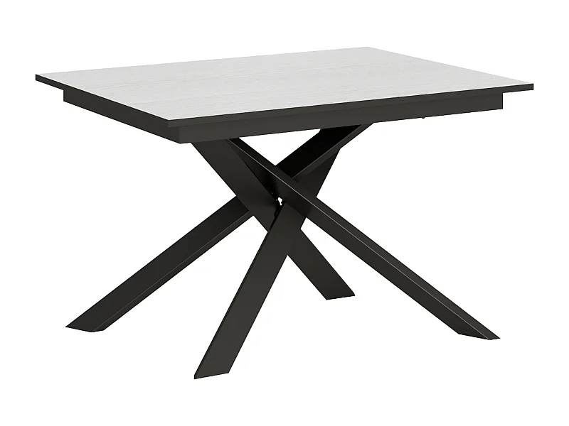 Ausziehbarer Tisch 90x120/180 cm Ganty Esche weiß - Kante Anthrazit Gestell Anthrazit
