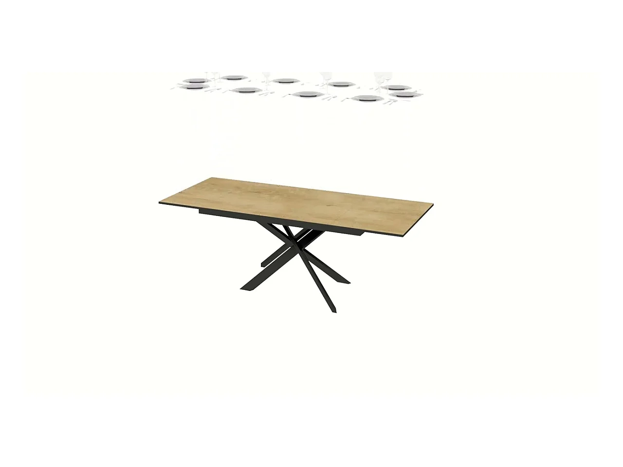 Table extensible 90x120/180 cm Ganty Frêne Blanc bande de chante Anthracite cadre Anthracite