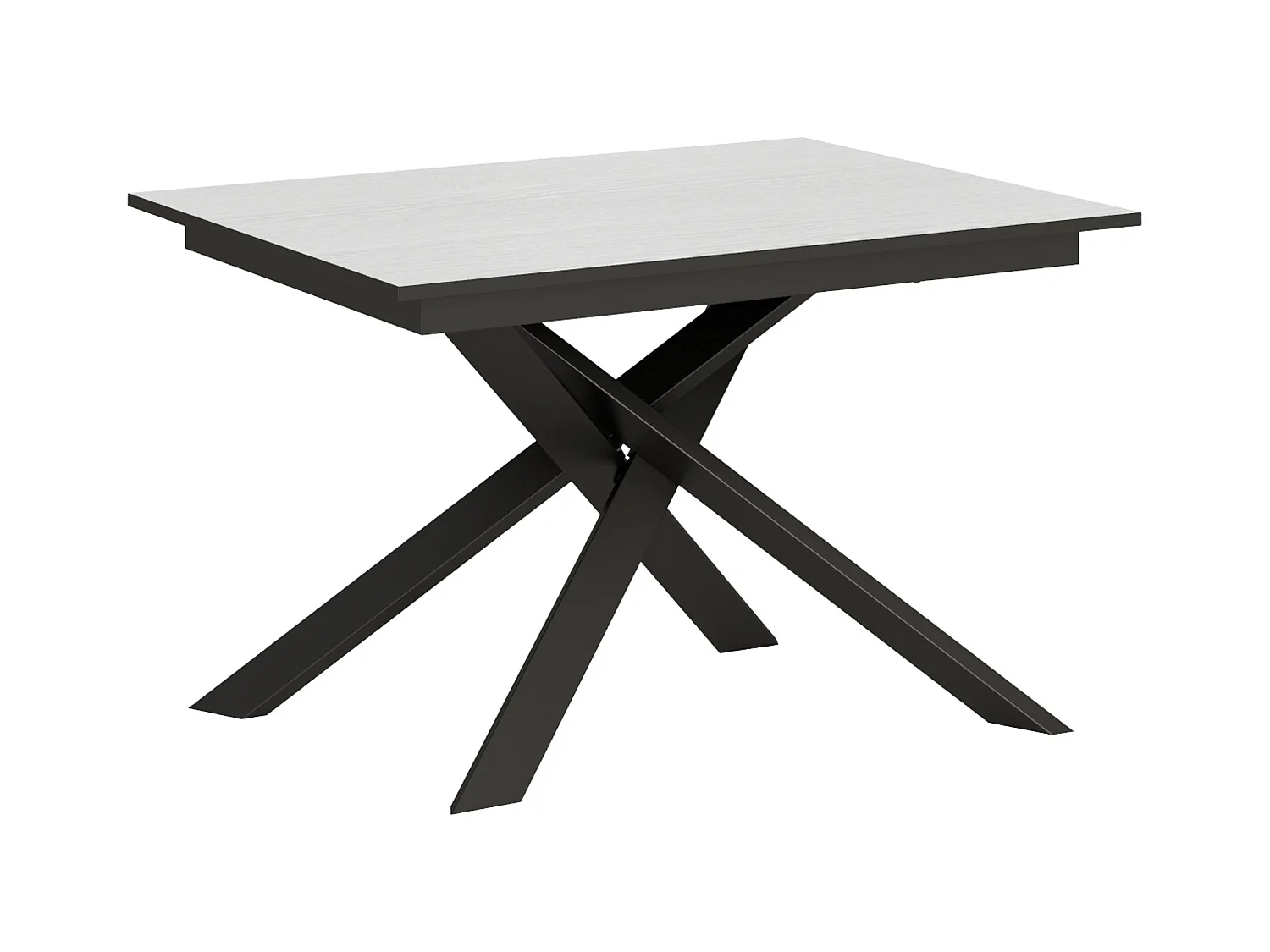 Table extensible 90x120/180 cm Ganty Frêne Blanc bande de chante Anthracite cadre Anthracite