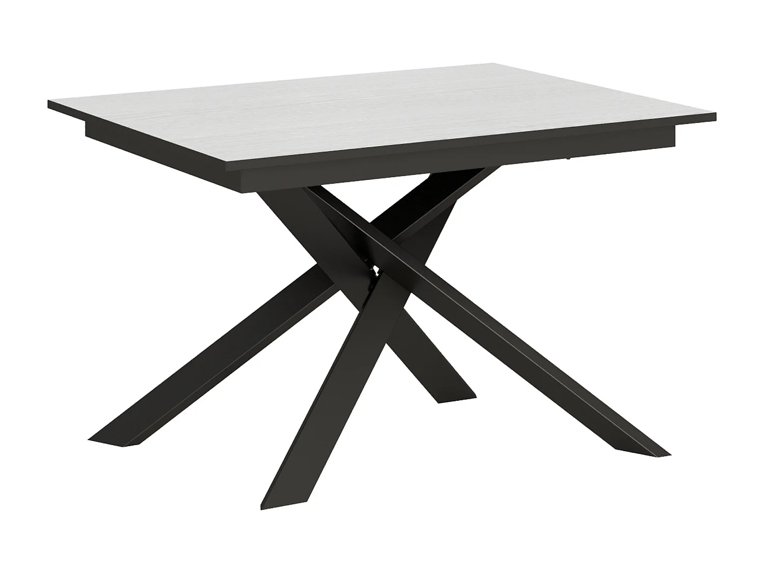 Mesa extensible 90x120/180 cm Ganty Fresno Blanco - Canto Antracita Estructura Antracita