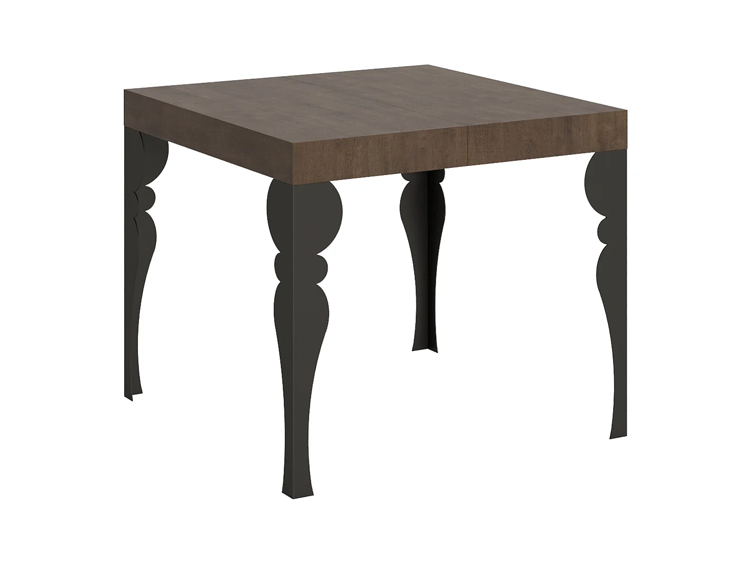 Table extensible 90x90/246 cm Paxon Noyer cadre Anthracite