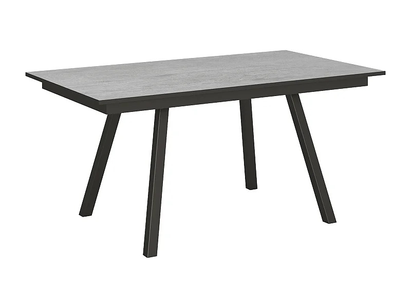 Table extensible 90x160/220 cm Mirhi Gris Béton cadre Anthracite
