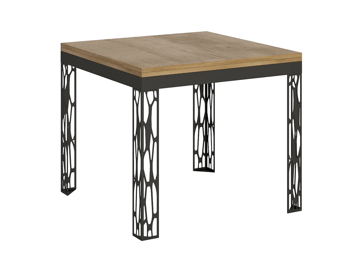 Ausziehtisch 90x90/180 cm Ghibli Libra Eiche Natur mit Eisenrahmen aus Anthrazit