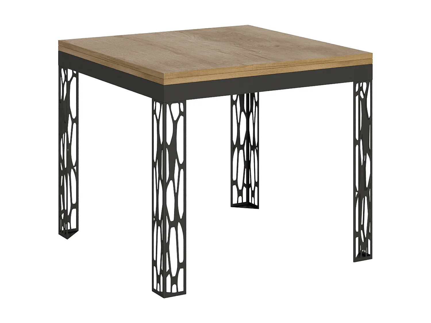 Mesa de jantar extensível tipo livro 90x90/180 cm Ghibli Libra Carvalho Natural quadro Antracite