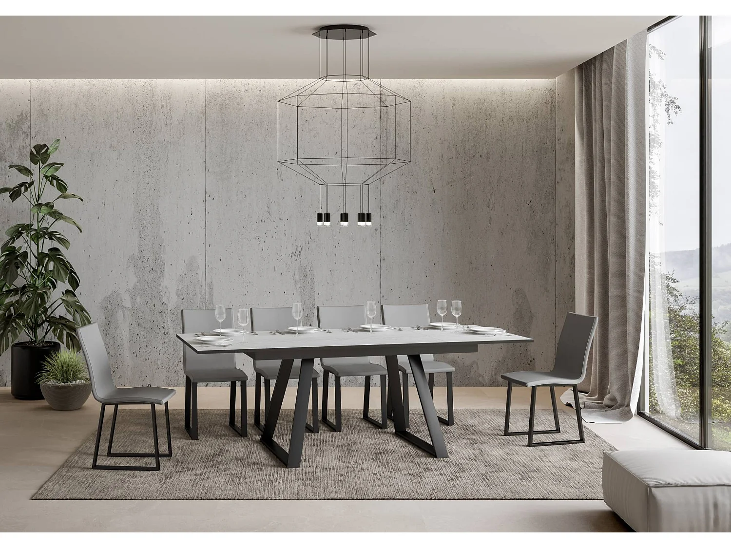 Stół rozkładany 90x160/220 cm Bernadette Frassino biała rama w kolorze Antracytu