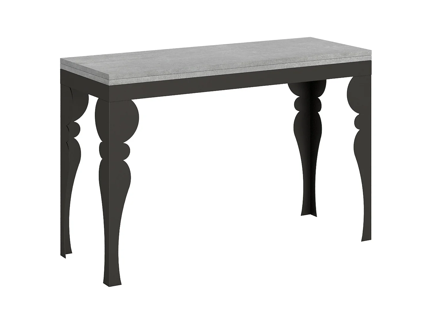 Table extensible portefeuille 120x45/90 cm Paxon Double Gris Béton cadre Anthracite