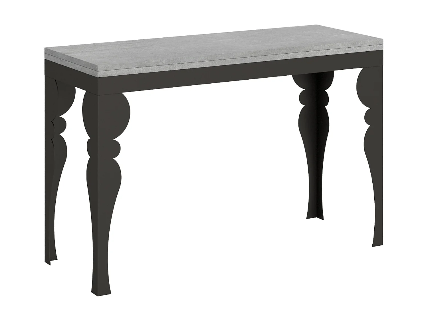 Table extensible portefeuille 120x45/90 cm Paxon Double Gris Béton cadre Anthracite
