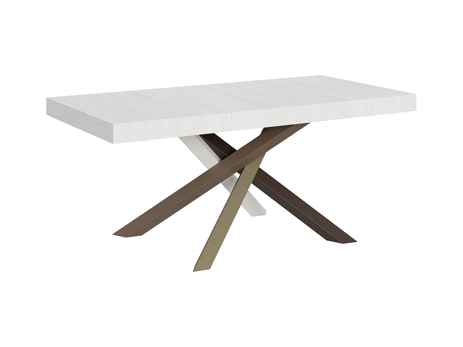 Mesa extensible de diseño con patas entrelazadas 4 colores Artemis-Color Blanco-5 alargaderas finas-Ancho extensible