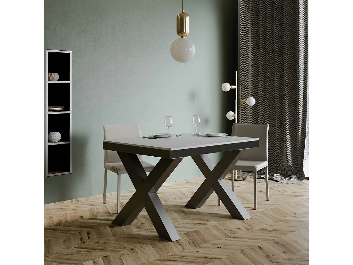 Table extensible 90x120/380 cm Traffic Evolution Frêne Blanc cadre Anthracite