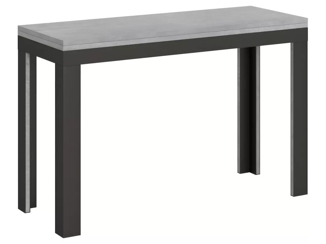 Kauf Unique Ausziehtisch 120/200x45/90 cm Linea Double Zement mit Eisenrahmen aus Anthrazit