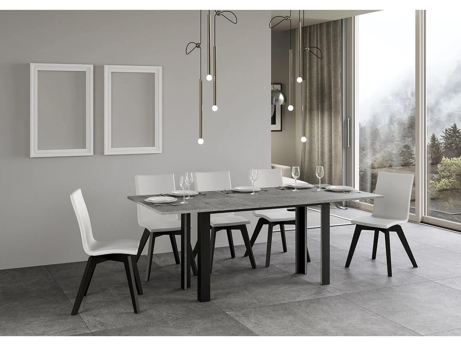 Tavolo apribile 120/200x45/90 cm Linea Double cemento