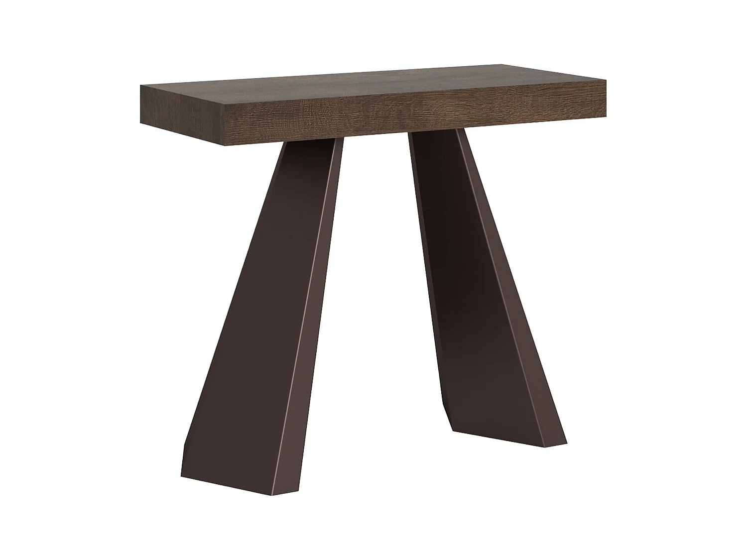 Consola extensible de diseño Diva en madera y acero marrón 90x40/196 o 90x40/300 cm-Color Marrón-5 alargaderas finas