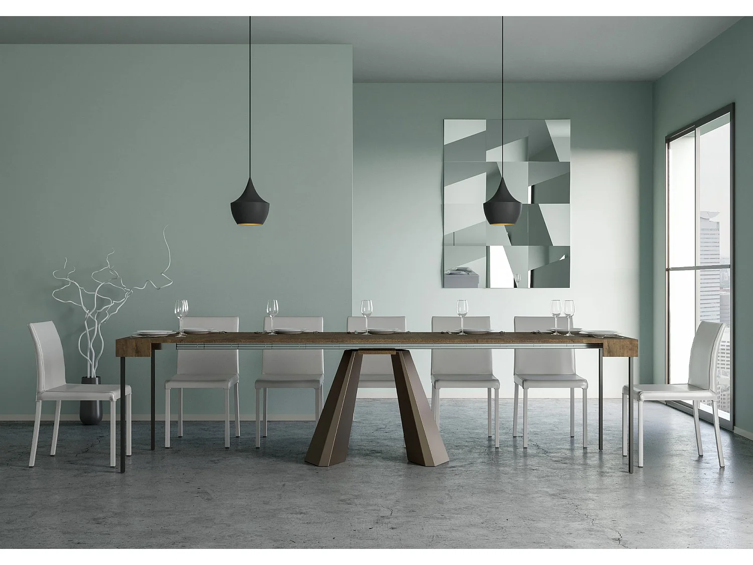 Console extensible 90x40/300 cm Diamante noyer pieds ours