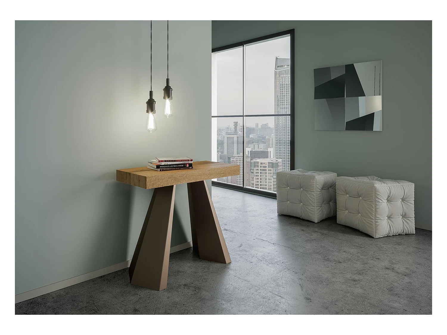 Ausziehbare Konsole 90x40/300 cm Premium Diamond Oak Nature Bear Rahmen