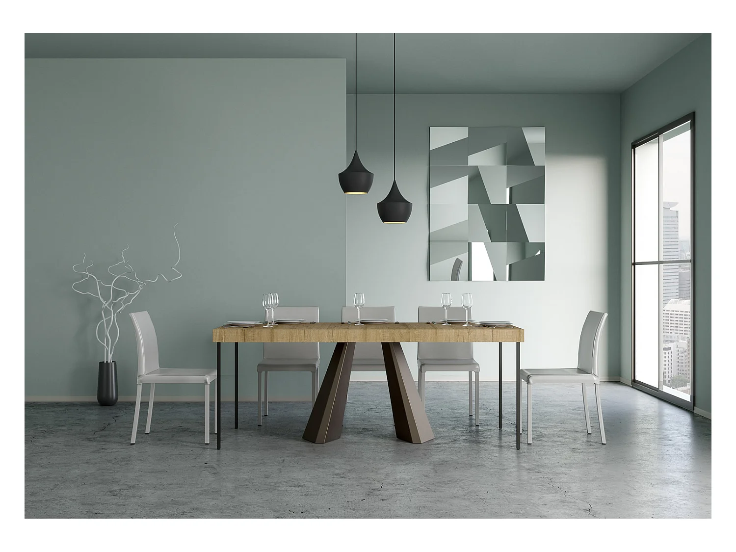 Ausziehbare Konsole 90x40/300 cm Premium Diamond Oak Nature Bear Rahmen