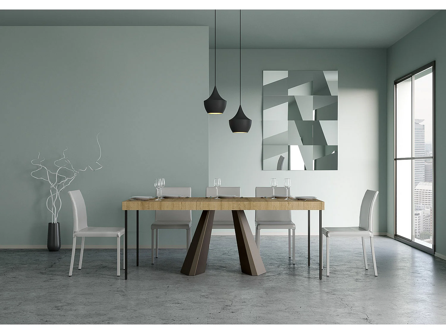 Udtrækkeligt konsolbord 90x40/300 cm Diamond Premium Oak Nature Bear stel