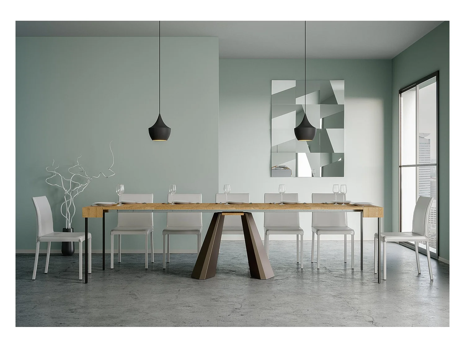 Console extensible 90x40/300 cm Diamante Chêne Nature cadre Ours