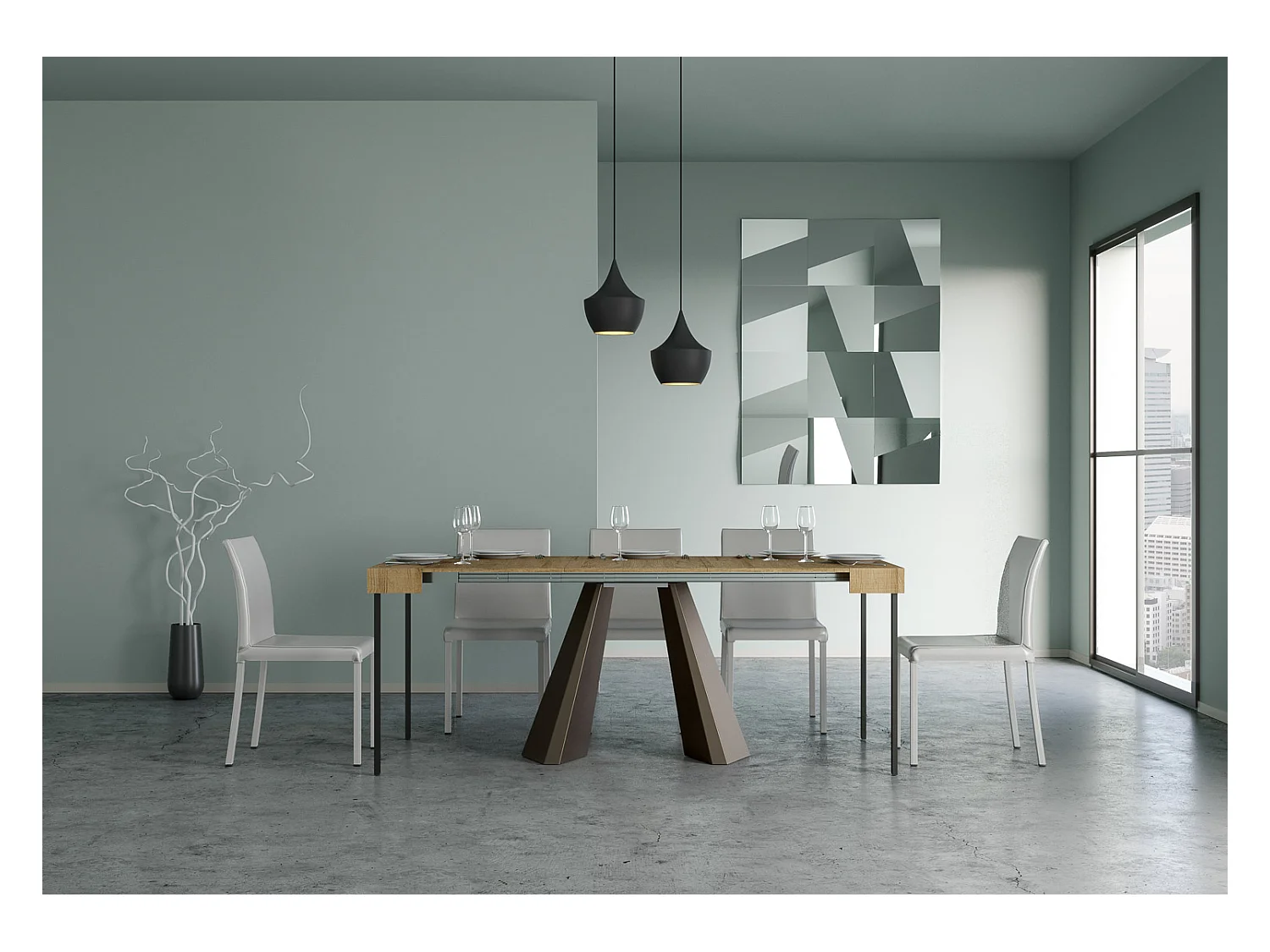 Console extensible 90x40/300 cm Diamante Chêne Nature cadre Ours