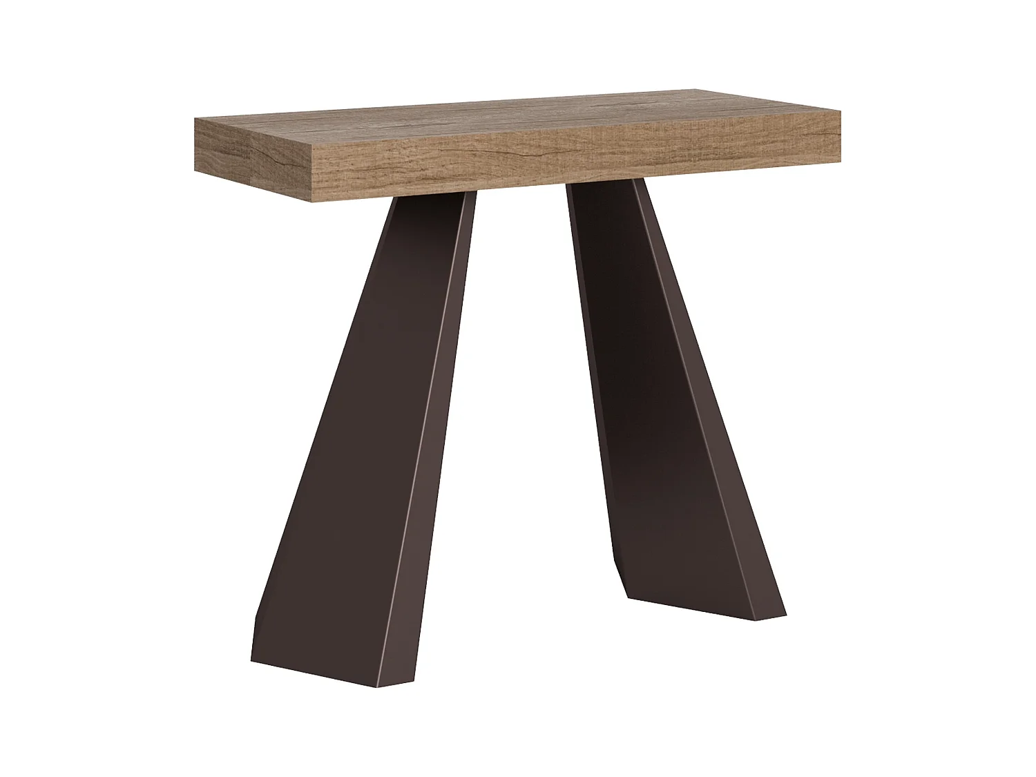 Diva design uitschuifbare console in hout en bruin staal 90x40/196 of 90x40/300 cm-Kleur Natuurlijk-Verlengsnoeren 3 dunne verlengingen