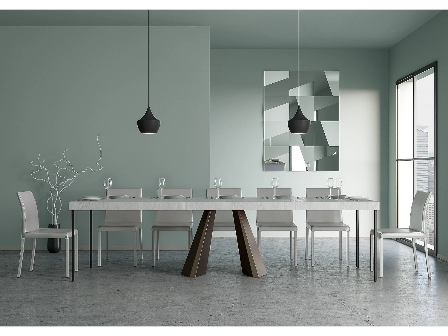 Konsola rozkładana 90x40/300 cm Diamante Premium Frassino biała rama w kolorze Misia