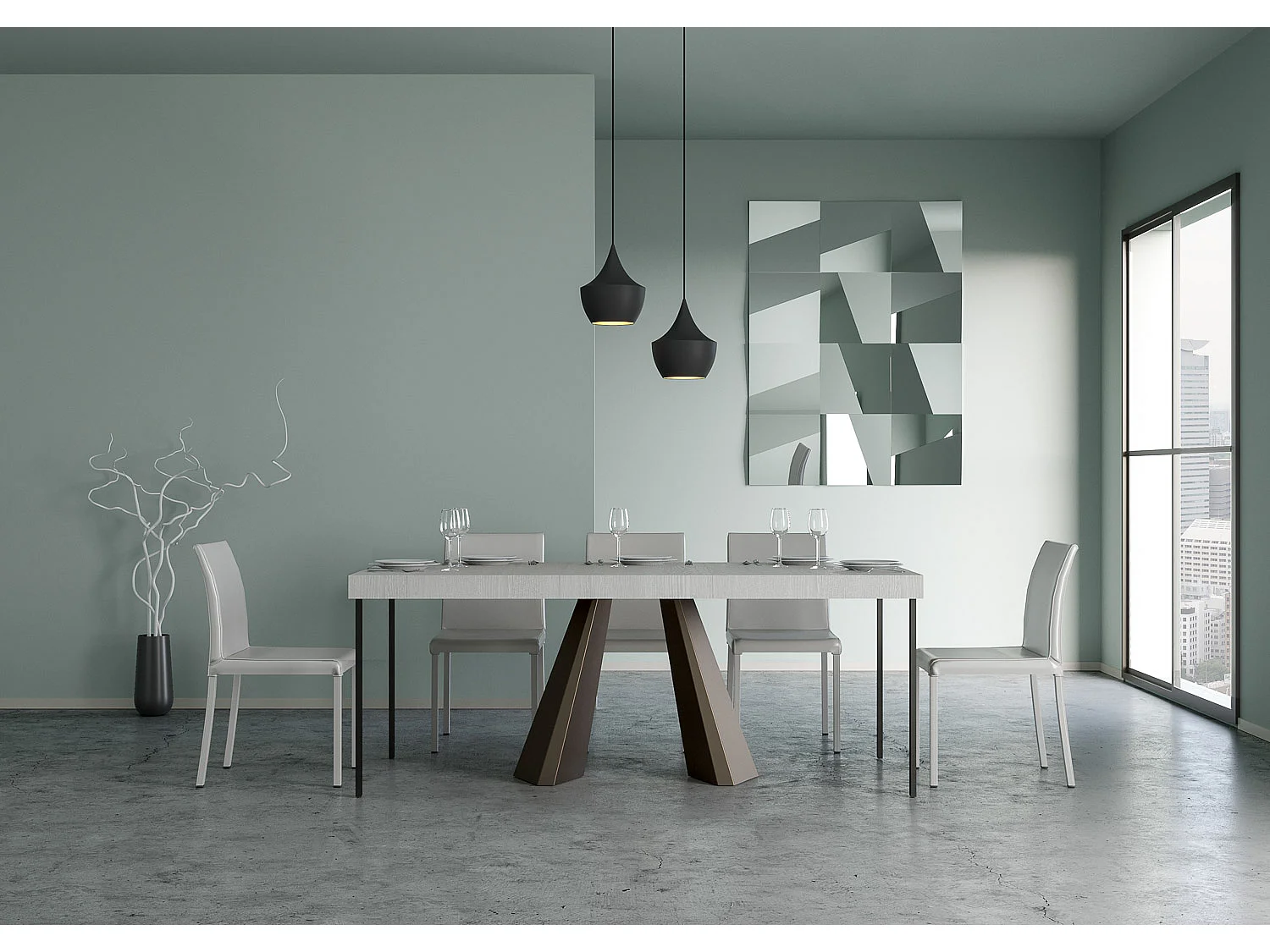 Konsola rozkładana 90x40/300 cm Diamante Premium Frassino biała rama w kolorze Misia