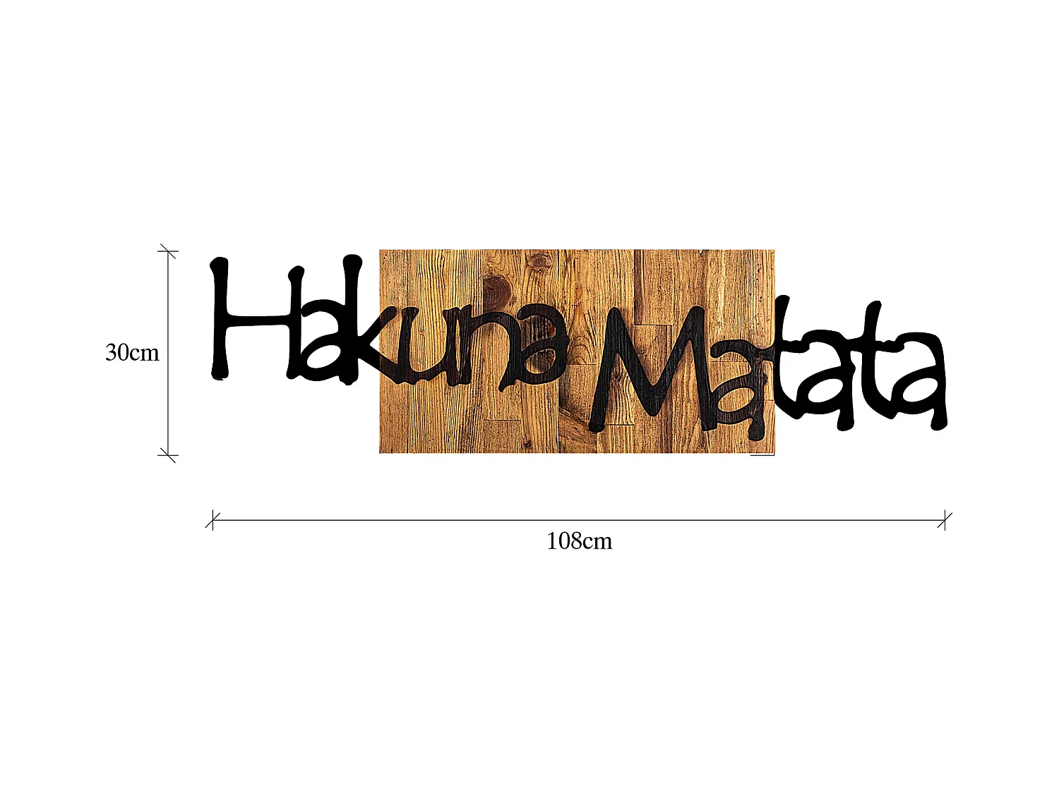 Accesorio decorativo de pared – 108 x 3 x 30 cm – Nogal negro y claro – Madera y metal