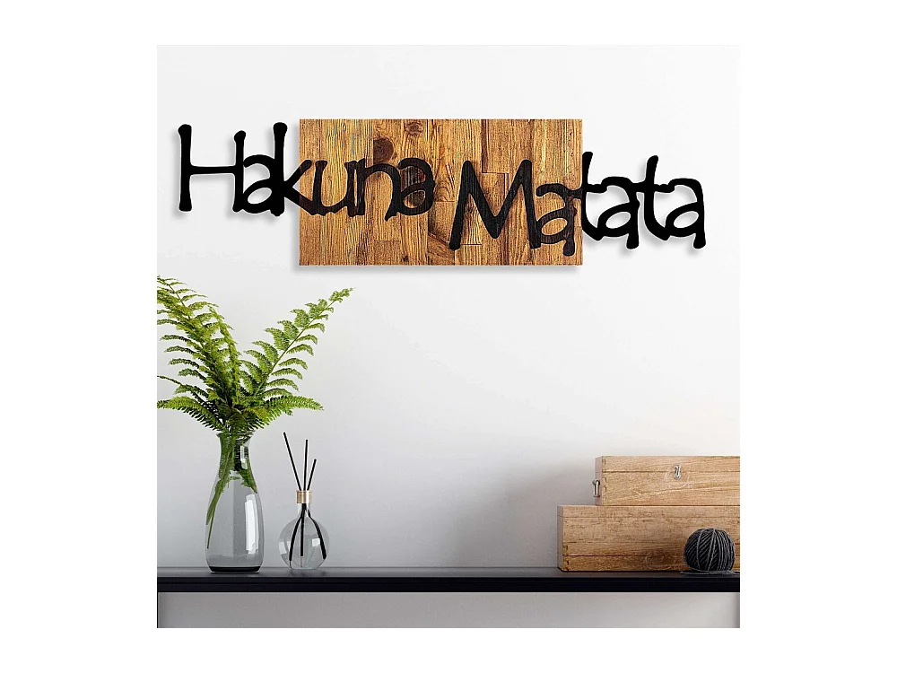 Accesorio decorativo de pared – 108 x 3 x 30 cm – Nogal negro y claro – Madera y metal