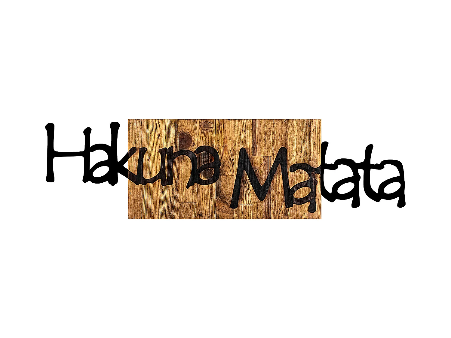 Décoration Murale "hakuna Matata" En Bois Et Métal, 108 x 3 x 30 cm
