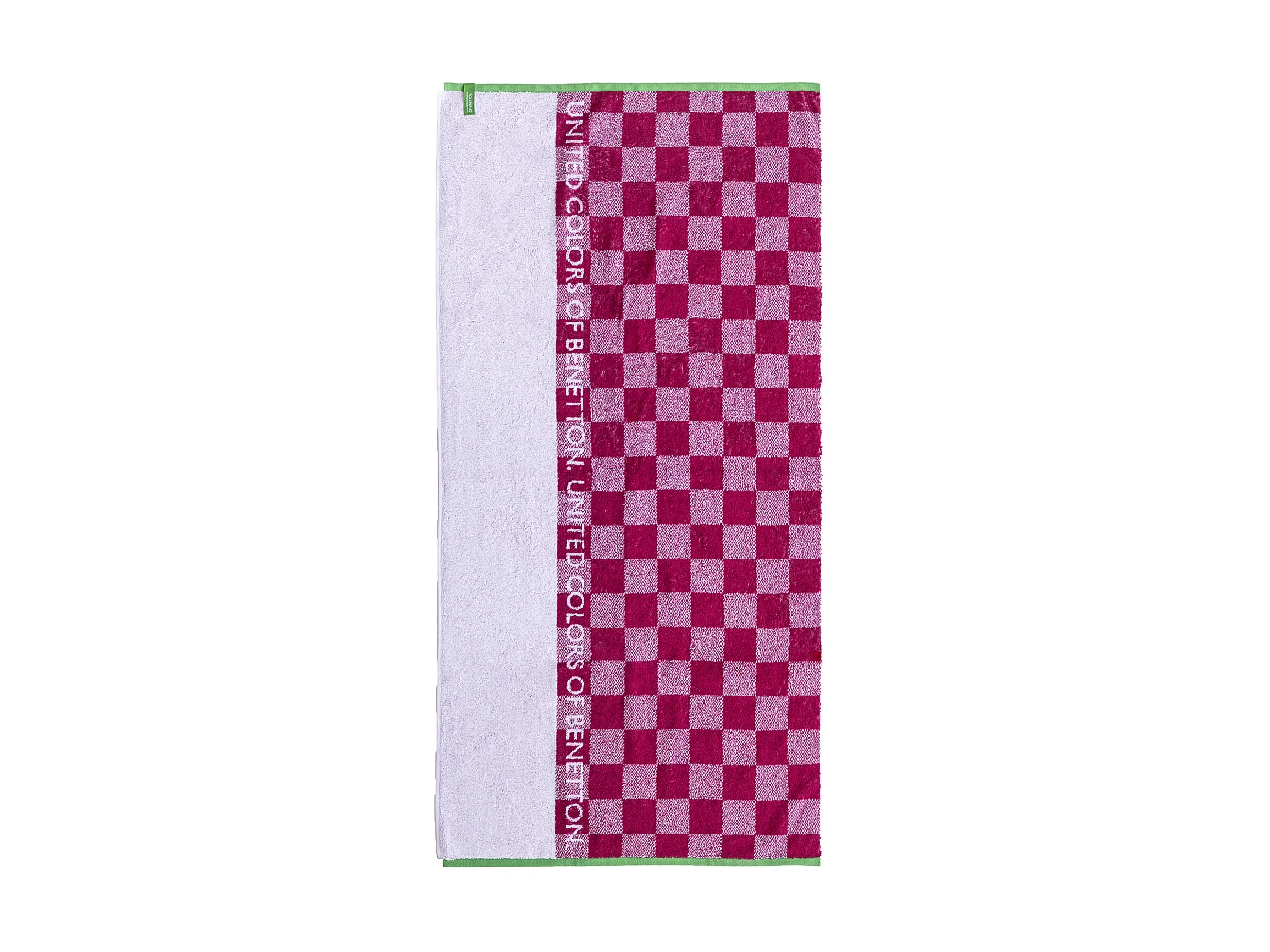 Serviette De Plage Enfant 70x140 Cm 450gsm 100% Coton Carrés Rose Kids