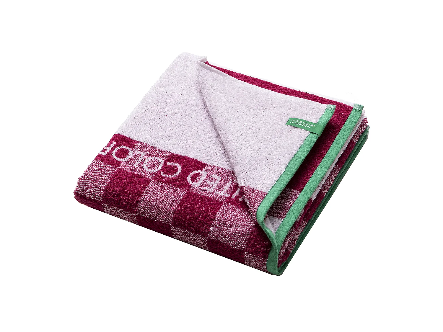 Serviette De Plage Enfant 70x140 Cm 450gsm 100% Coton Carrés Rose Kids