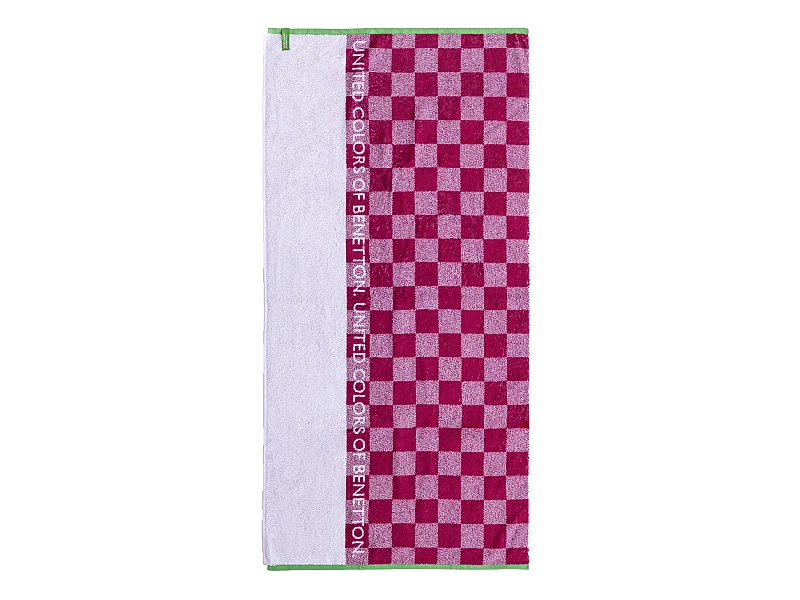 Serviette De Plage Enfant 70x140 Cm 450gsm 100% Coton Carrés Rose Kids