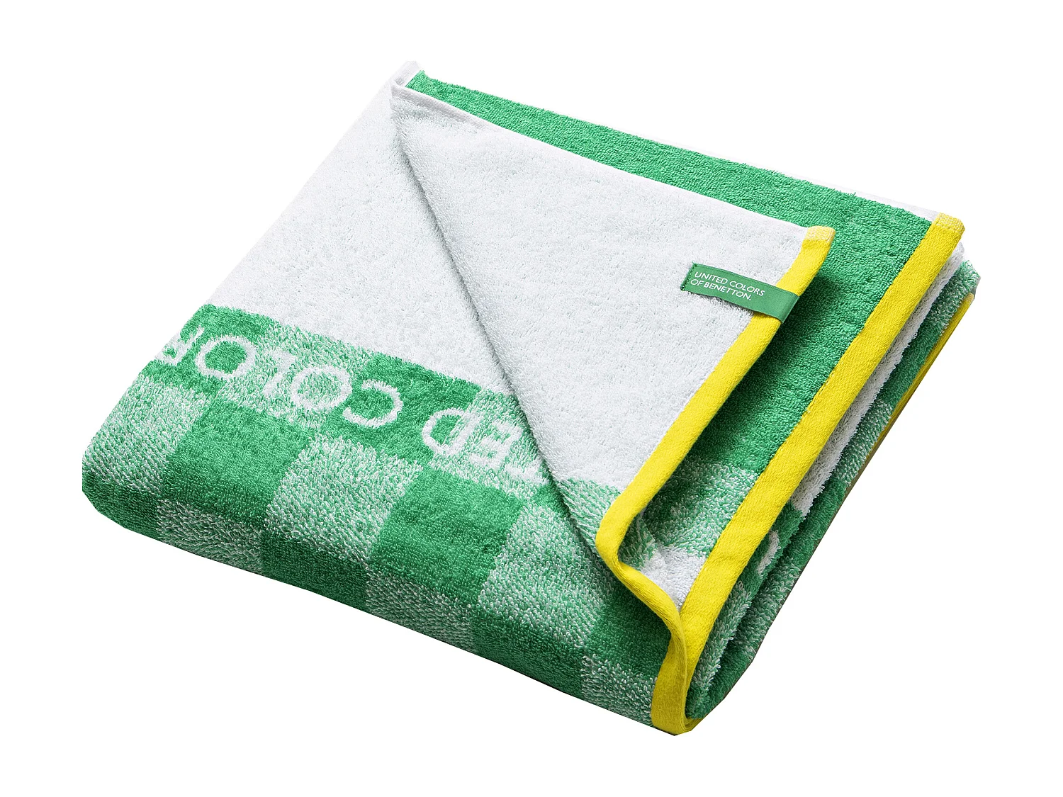 Serviette De Plage Garçon 70x140 Cm 450gsm 100% Coton Carreaux Vert Enfant